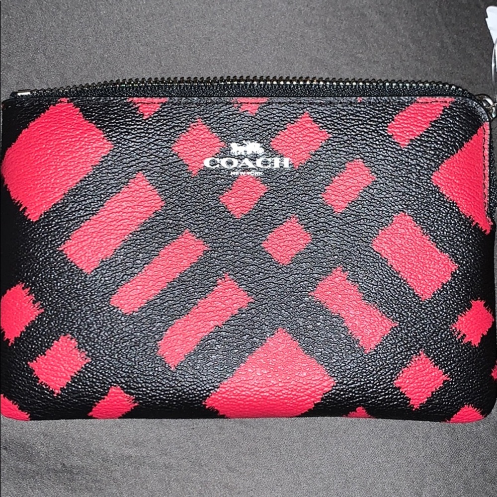 Coach wristlet NWT red navy